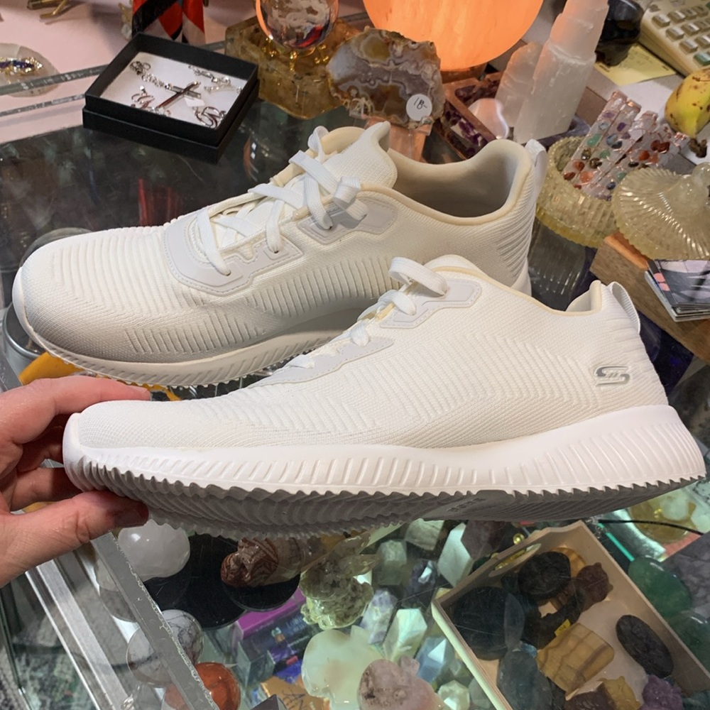 Skechers Bobs memory foam new white sneakers walking shoes QVC - Picture 2 of 5